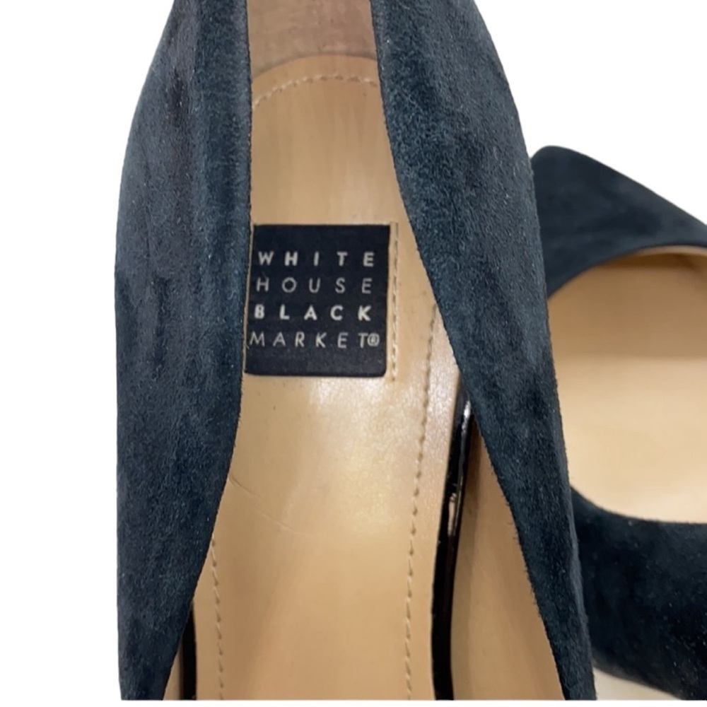 WHBM Black Suede Stiletto Heels With Silver Accent - Picture 7 of 10